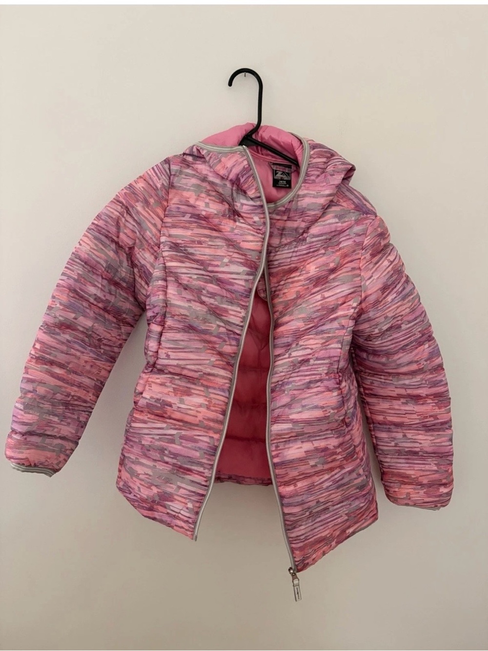ZeroXposur Pink Multi-Stripe Girls' Puffer Jacket with Hood
